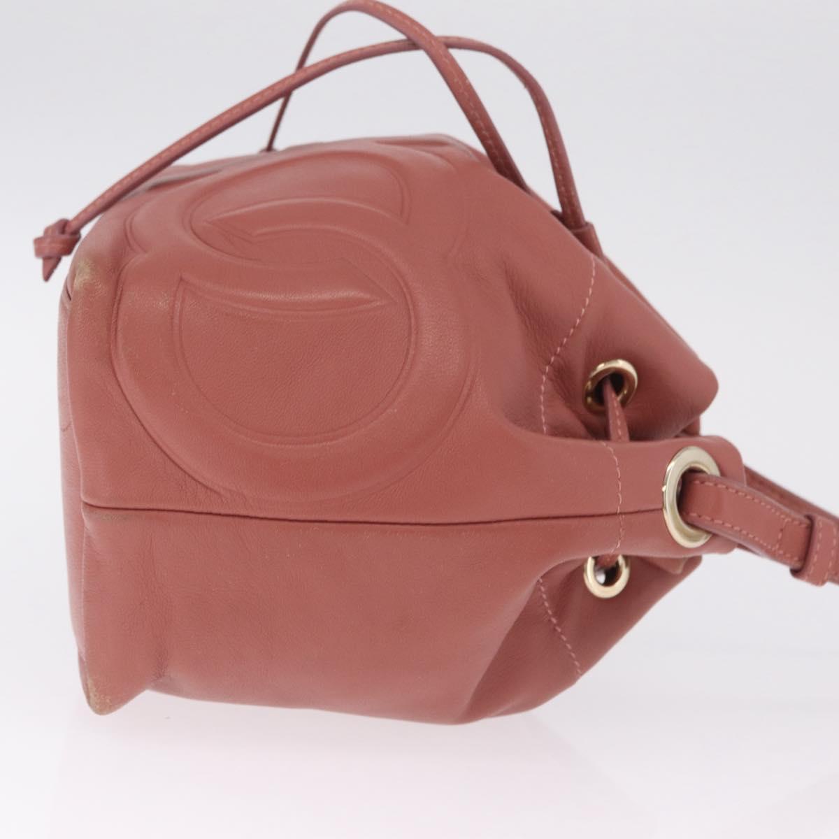 Jimmy Choo Juno Shoulder Bag Leather Pink Gold Tone Auth am13084A