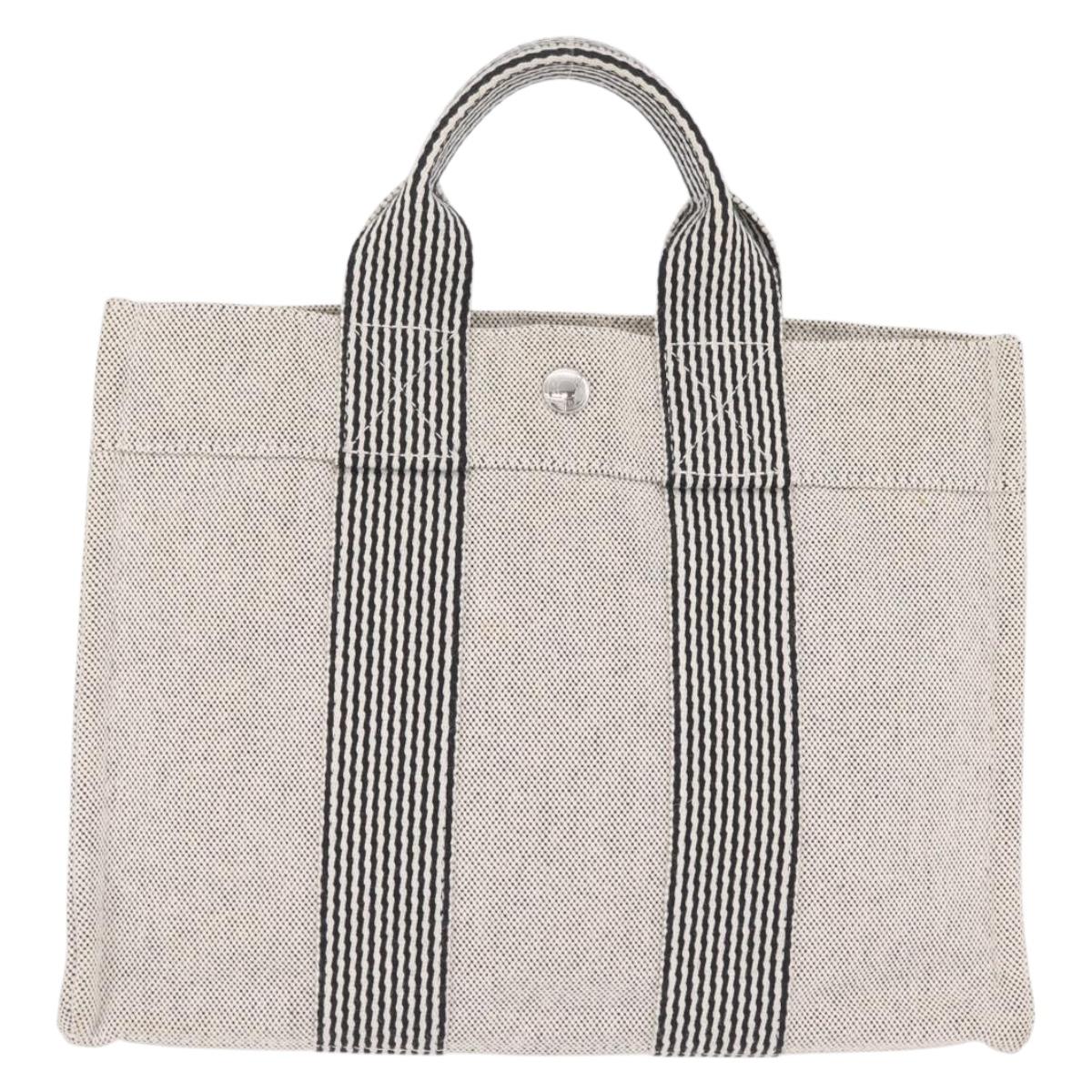 HERMES New Fourre Tout PM Hand Bag Canvas Gray Black Auth am13085V