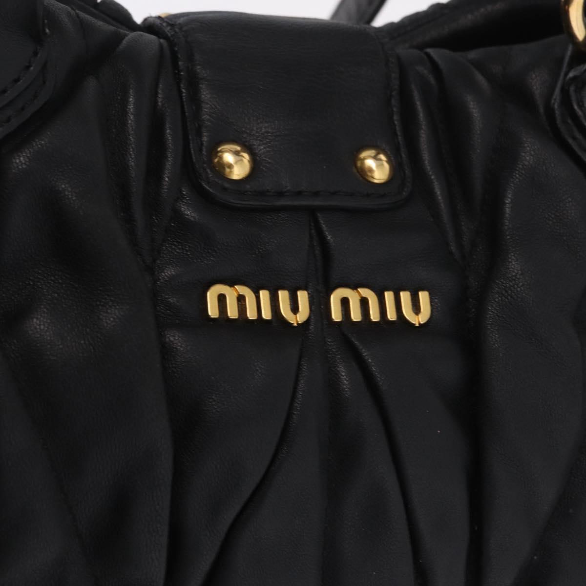 Miu Miu Matelasse Lady Rock Hand Bag Leather Black Gold Tone Auth am13088V