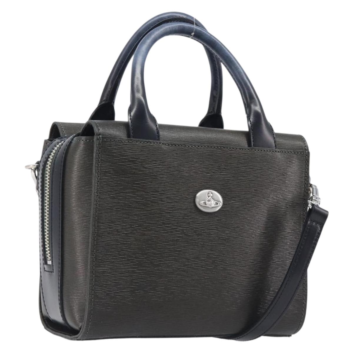 Vivienne Westwood Hand Bag Leather Green Silver Auth am13090A