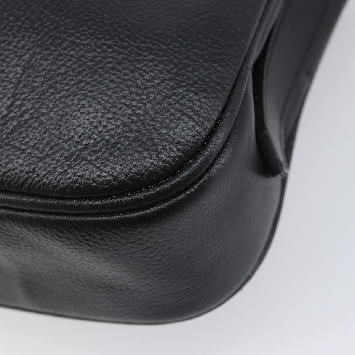 Saint Laurent Cassandra Logo Shoulder Bag Leather Black Gold Tone Auth am13091A