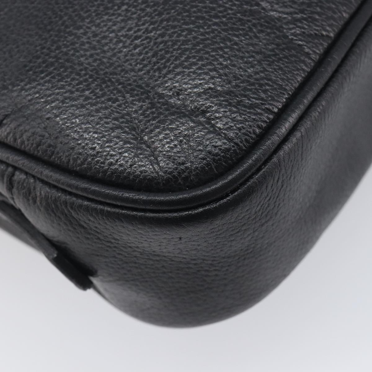 Saint Laurent Cassandra Logo Shoulder Bag Leather Black Gold Tone Auth am13091A