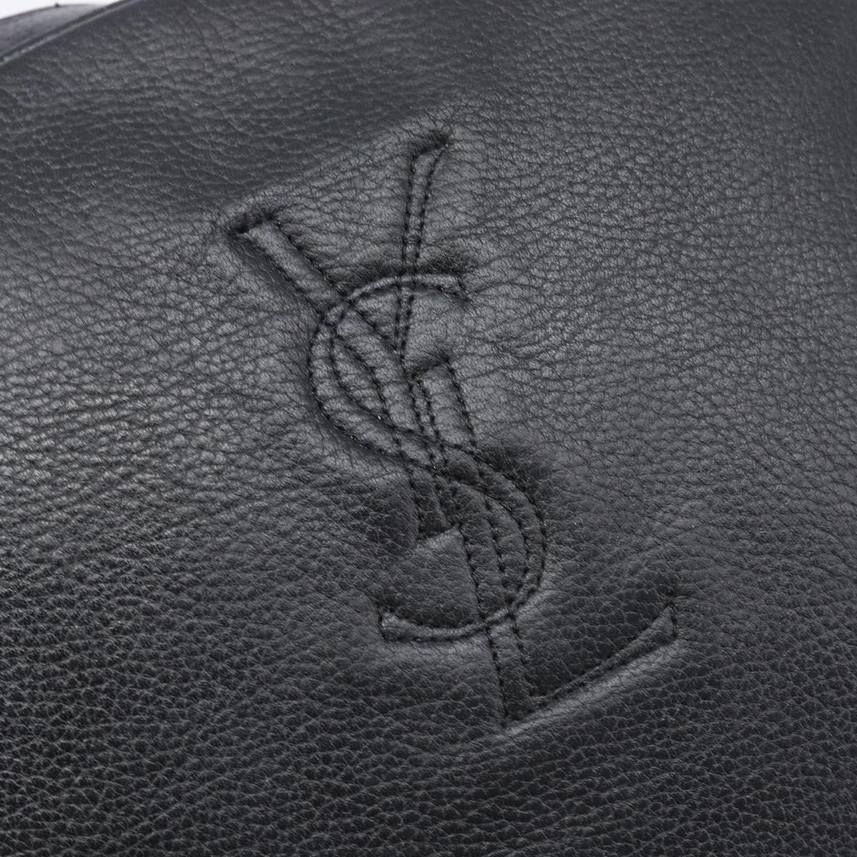 Saint Laurent Cassandra Logo Shoulder Bag Leather Black Gold Tone Auth am13091A