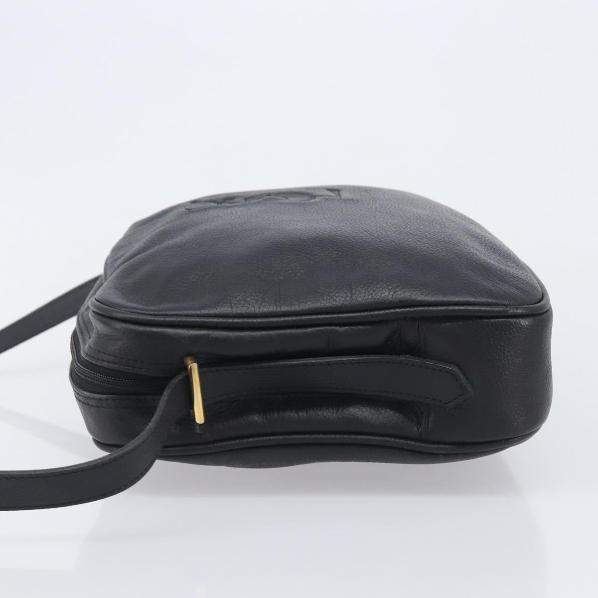 Saint Laurent Cassandra Logo Shoulder Bag Leather Black Gold Tone Auth am13091A