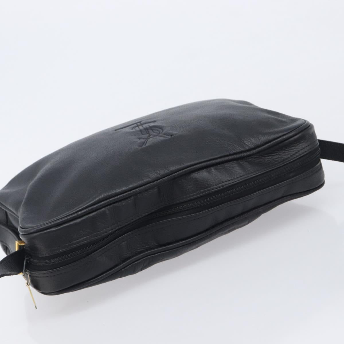 Saint Laurent Cassandra Logo Shoulder Bag Leather Black Gold Tone Auth am13091A