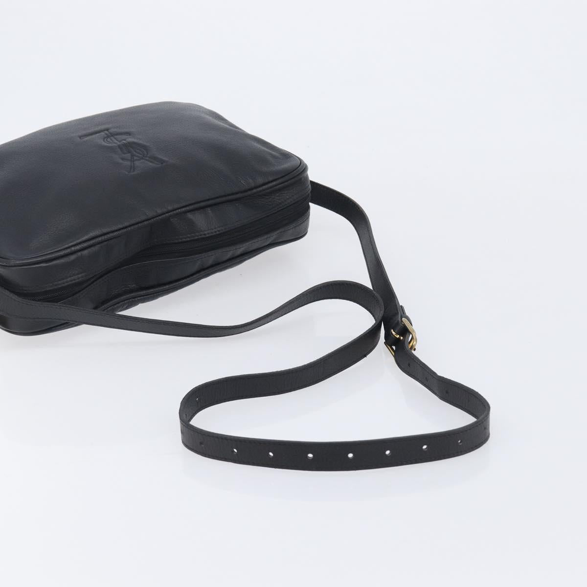 Saint Laurent Cassandra Logo Shoulder Bag Leather Black Gold Tone Auth am13091A