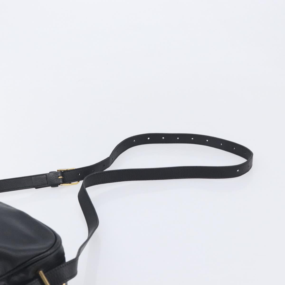 Saint Laurent Cassandra Logo Shoulder Bag Leather Black Gold Tone Auth am13091A