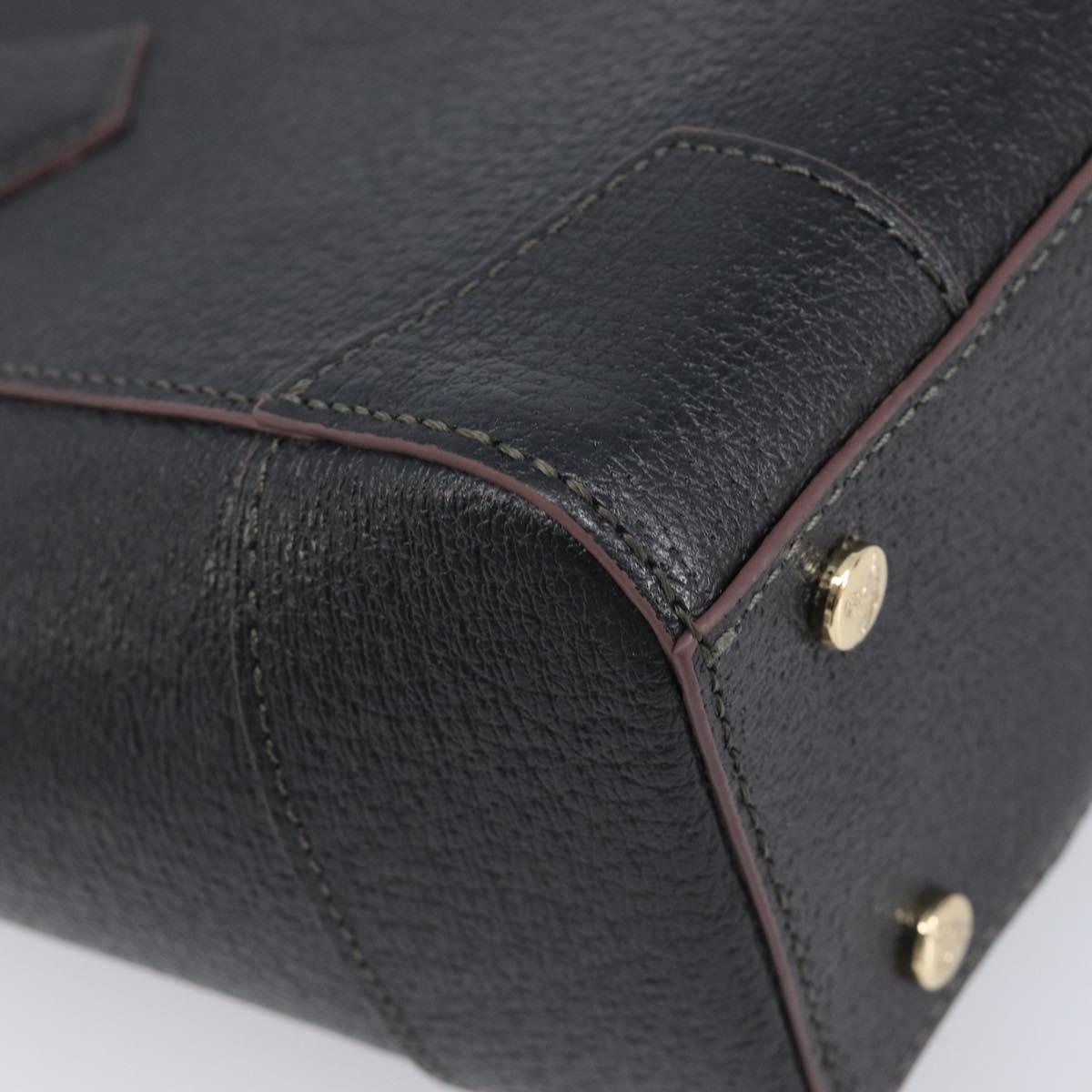 Vivienne Westwood Hand Bag Leather Black Gold Tone Auth am13092V