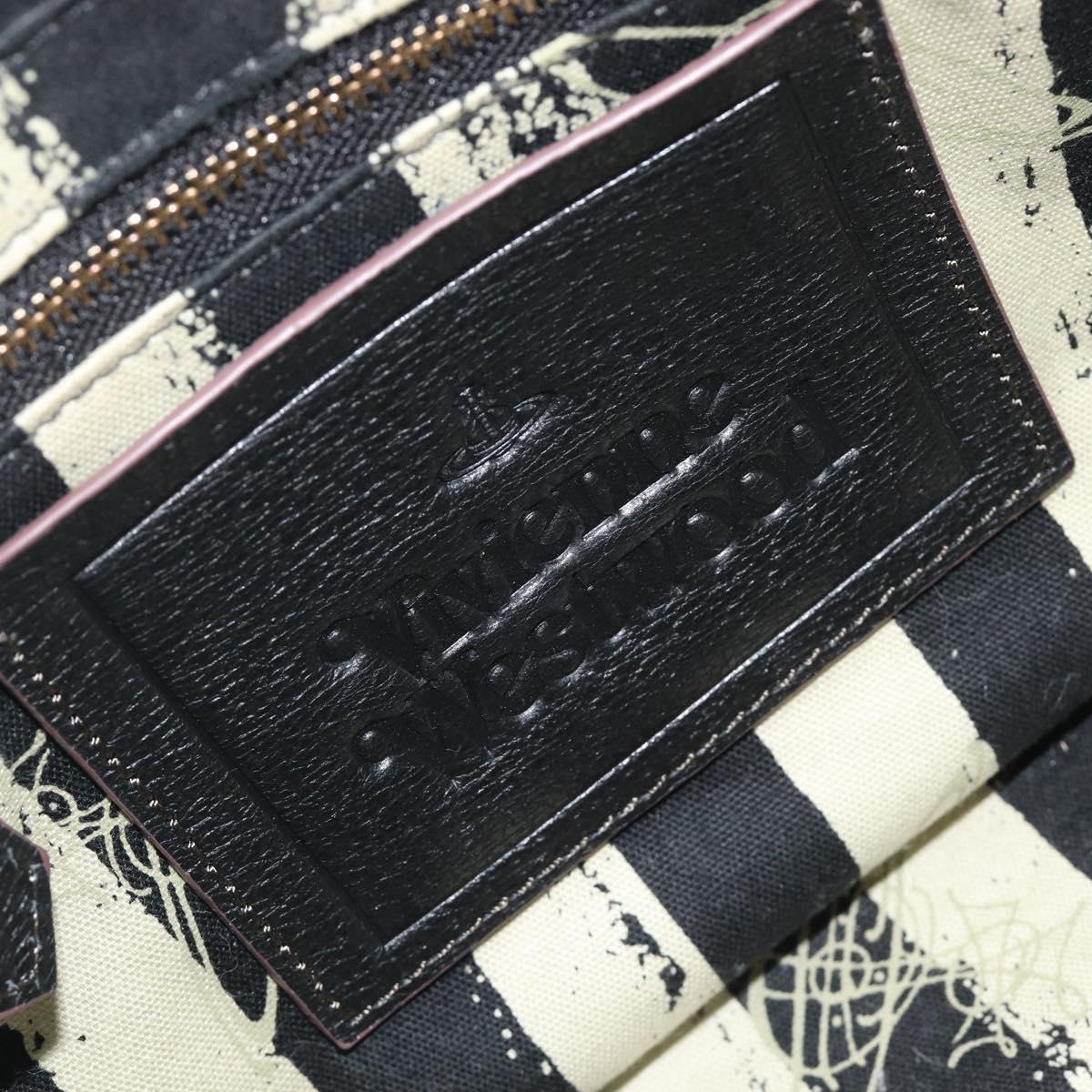 Vivienne Westwood Hand Bag Leather Black Gold Tone Auth am13092V