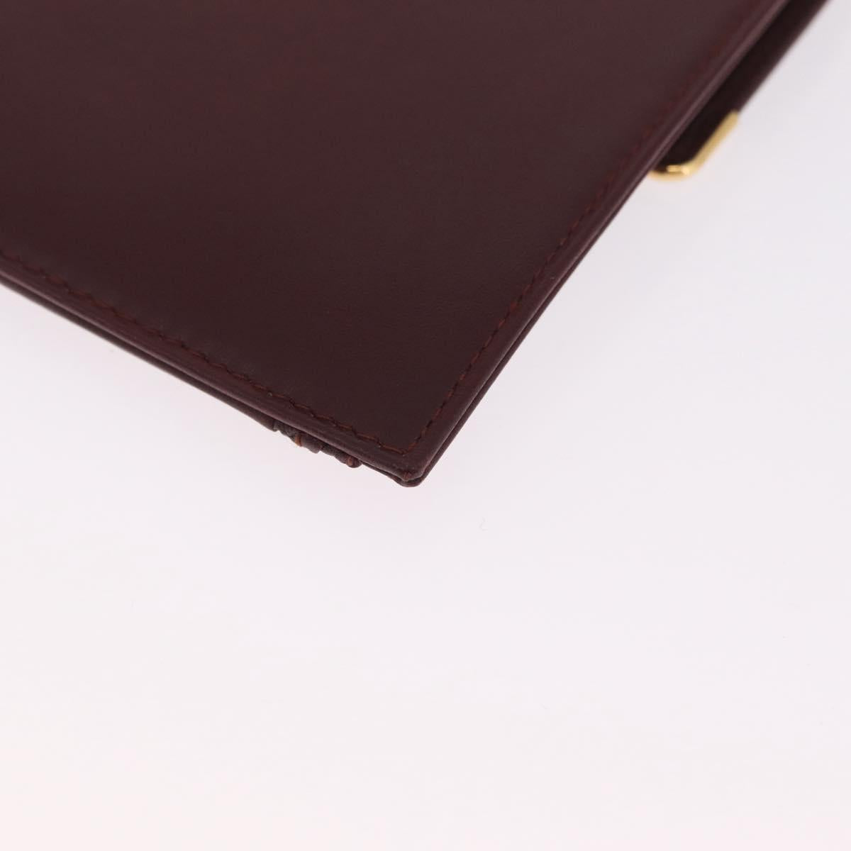 Cartier Must Line Multi Case Travel Case Leather Bordeaux Gold Auth am13093V