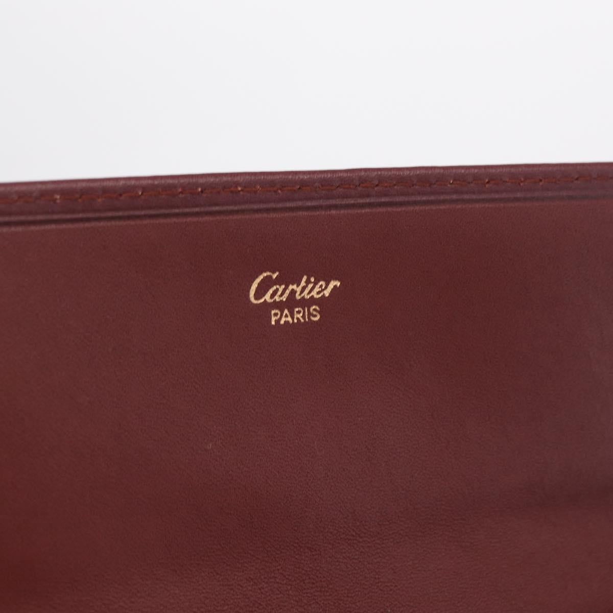 Cartier Must Line Multi Case Travel Case Leather Bordeaux Gold Auth am13093V