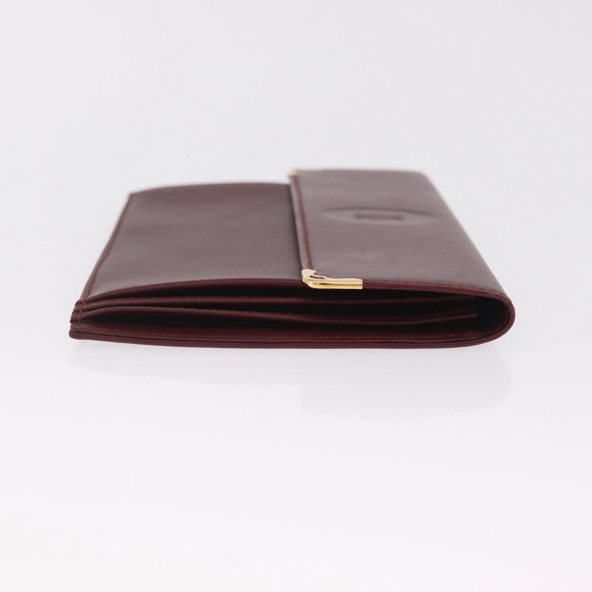 Cartier Must Line Multi Case Travel Case Leather Bordeaux Gold Auth am13093V