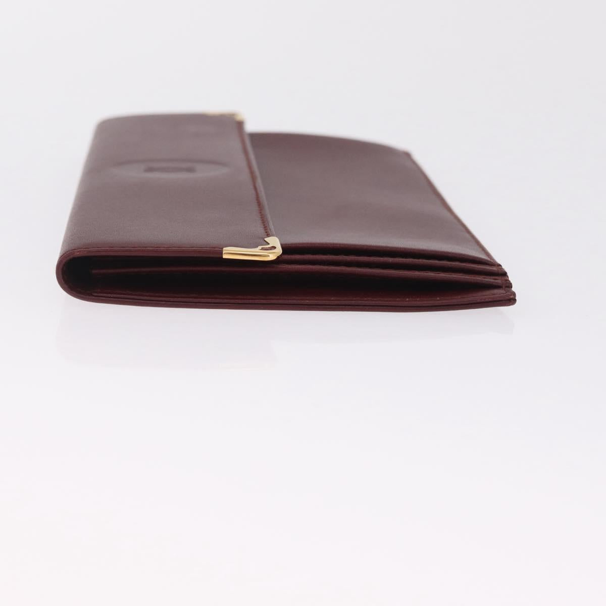Cartier Must Line Multi Case Travel Case Leather Bordeaux Gold Auth am13093V
