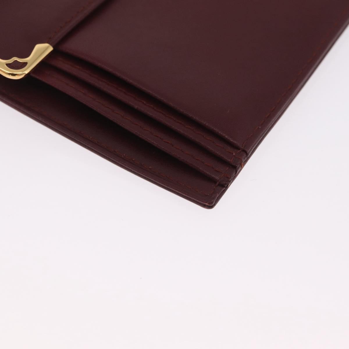 Cartier Must Line Multi Case Travel Case Leather Bordeaux Gold Auth am13093V