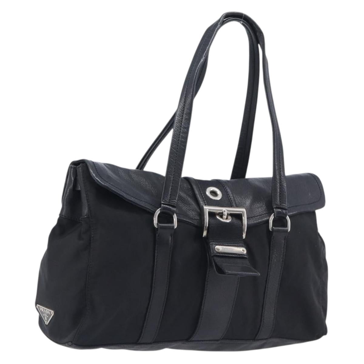 PRADA Shoulder Bag Nylon Black Silver Auth am13098A