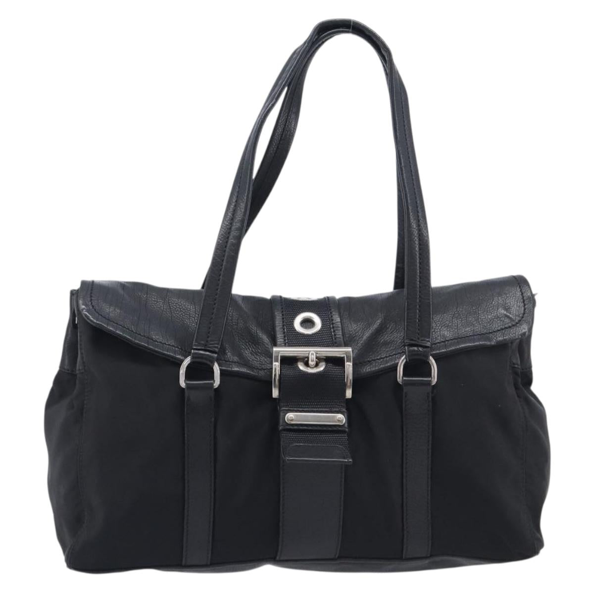 PRADA Shoulder Bag Nylon Black Silver Auth am13098A