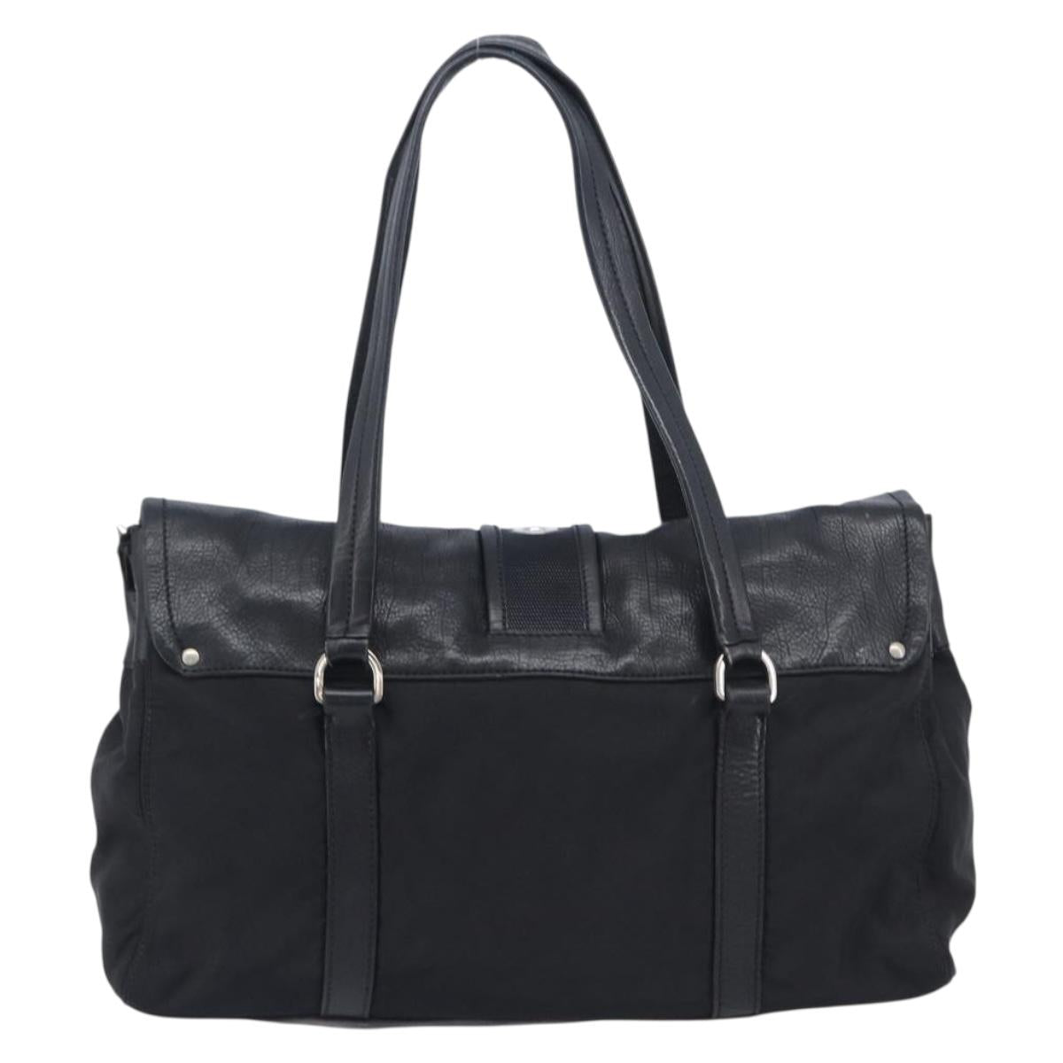 PRADA Shoulder Bag Nylon Black Silver Auth am13098A