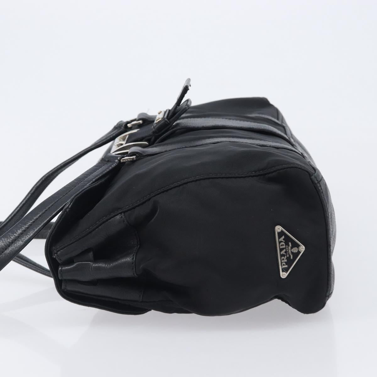 PRADA Shoulder Bag Nylon Black Silver Auth am13098A