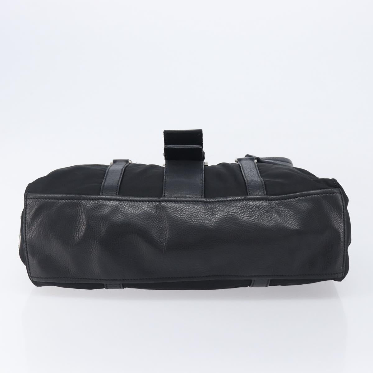 PRADA Shoulder Bag Nylon Black Silver Auth am13098A
