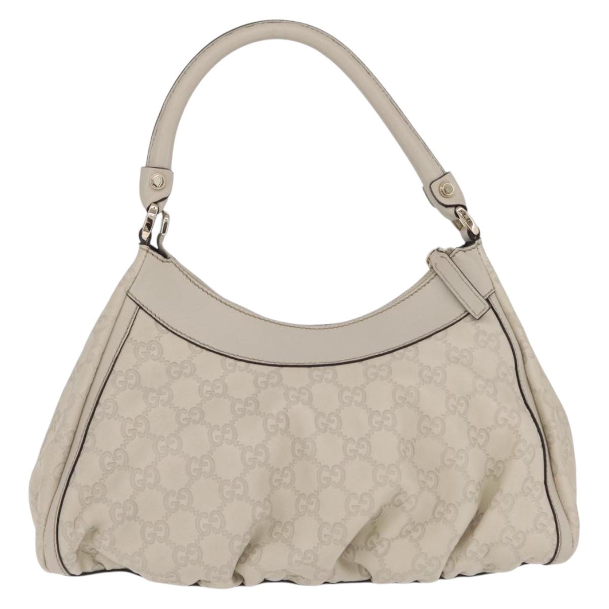 GUCCI GuccissimaGG Abbey Hand Bag Leather White Gold Tone 190525 Auth am13101V