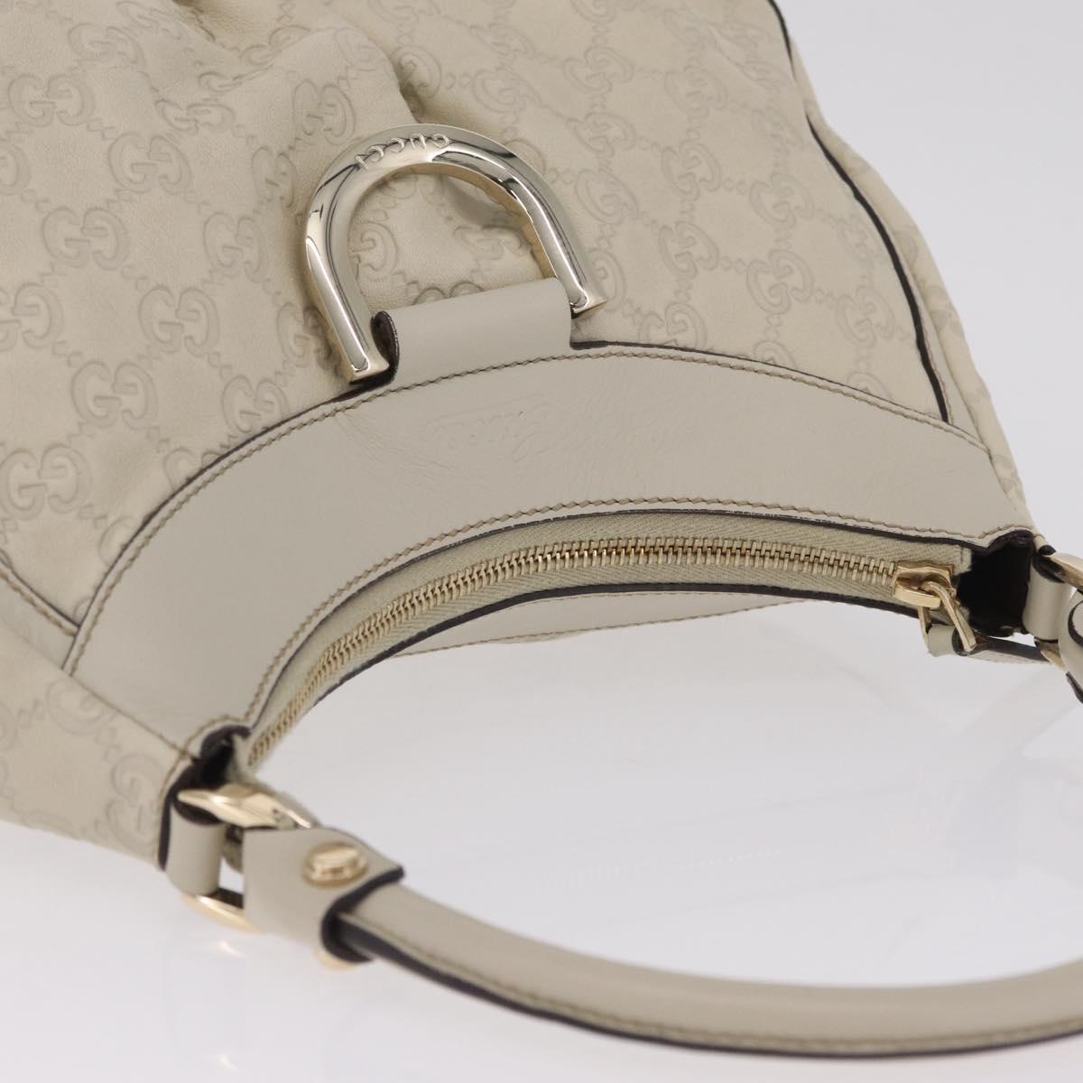 GUCCI GuccissimaGG Abbey Hand Bag Leather White Gold Tone 190525 Auth am13101V