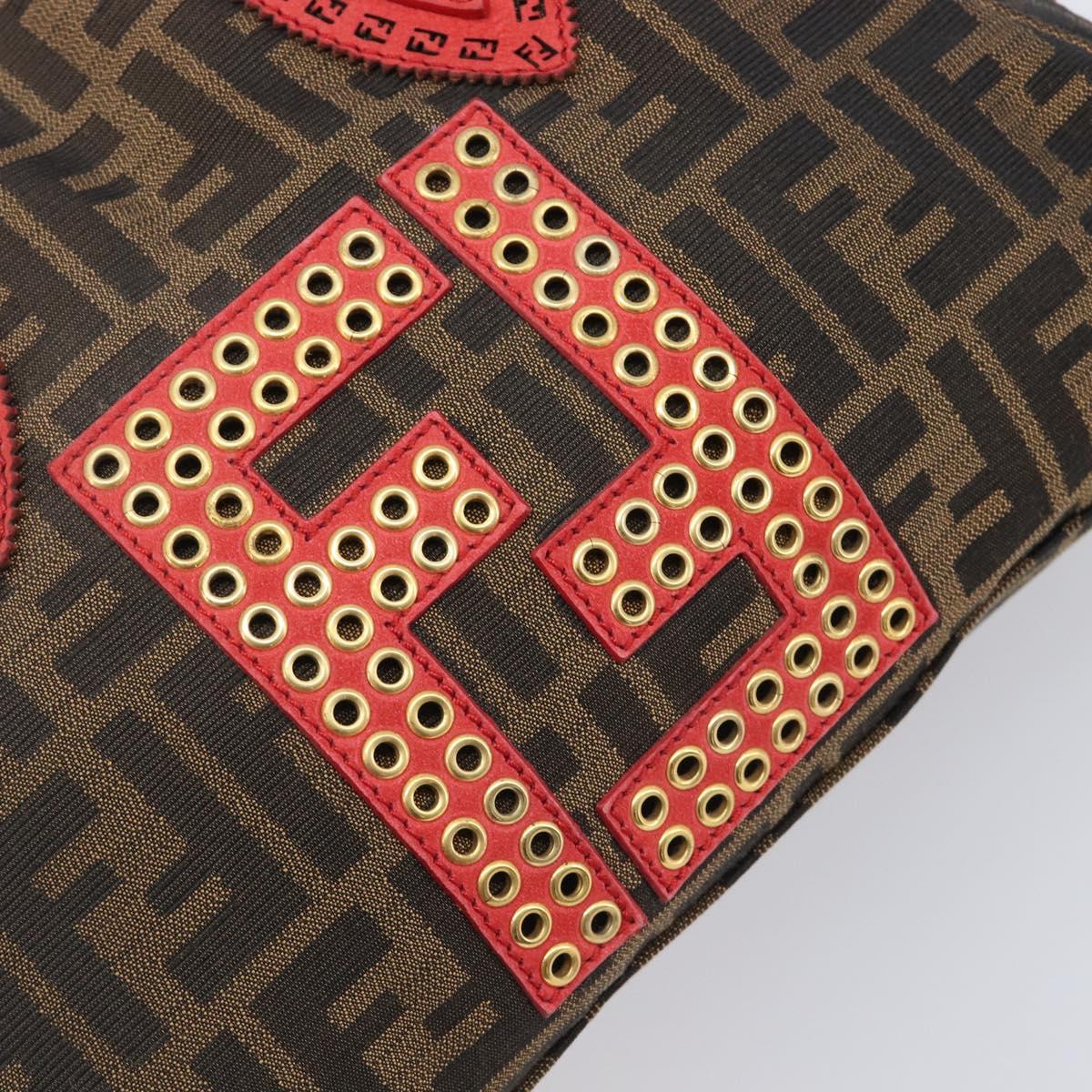 FENDI Zucca Canvas Etnico Hand Bag Brown Red 8BN157 Auth am13102V