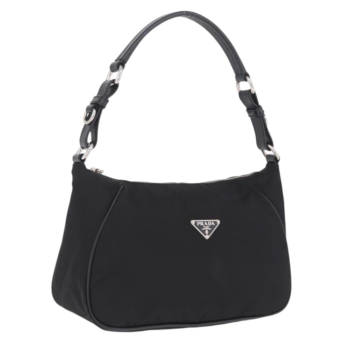 PRADA Shoulder Bag Nylon Black Silver Auth am13104V