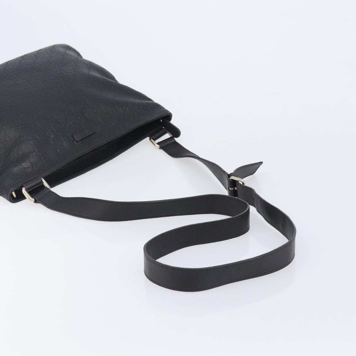 GUCCI GuccissimaGG Shoulder Bag Leather Black Gold Tone 201446 Auth am13105V