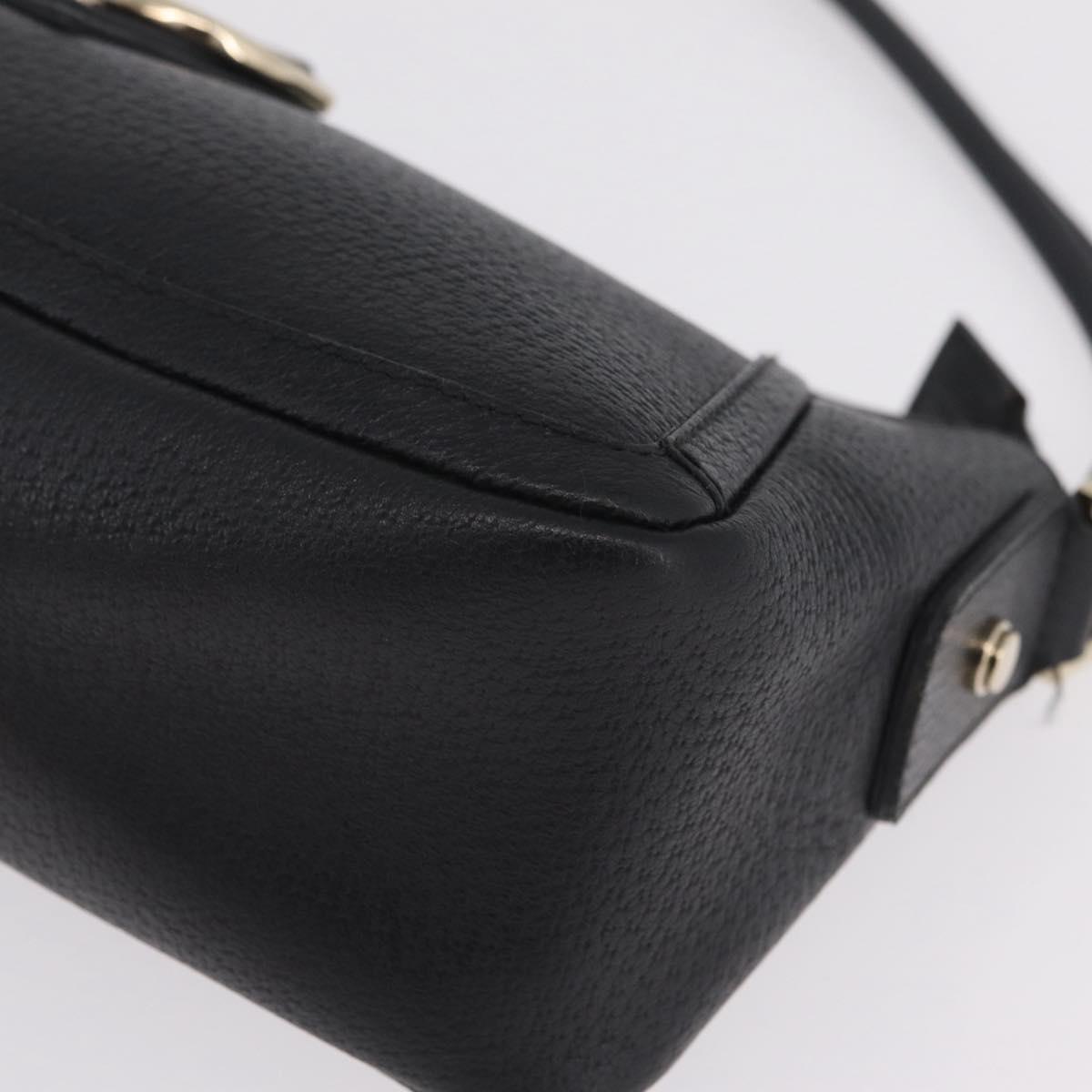 GUCCI Abbey Shoulder Bag Leather Black Gold Tone 130939 Auth am13107V