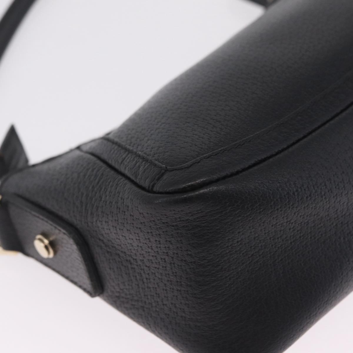 GUCCI Abbey Shoulder Bag Leather Black Gold Tone 130939 Auth am13107V