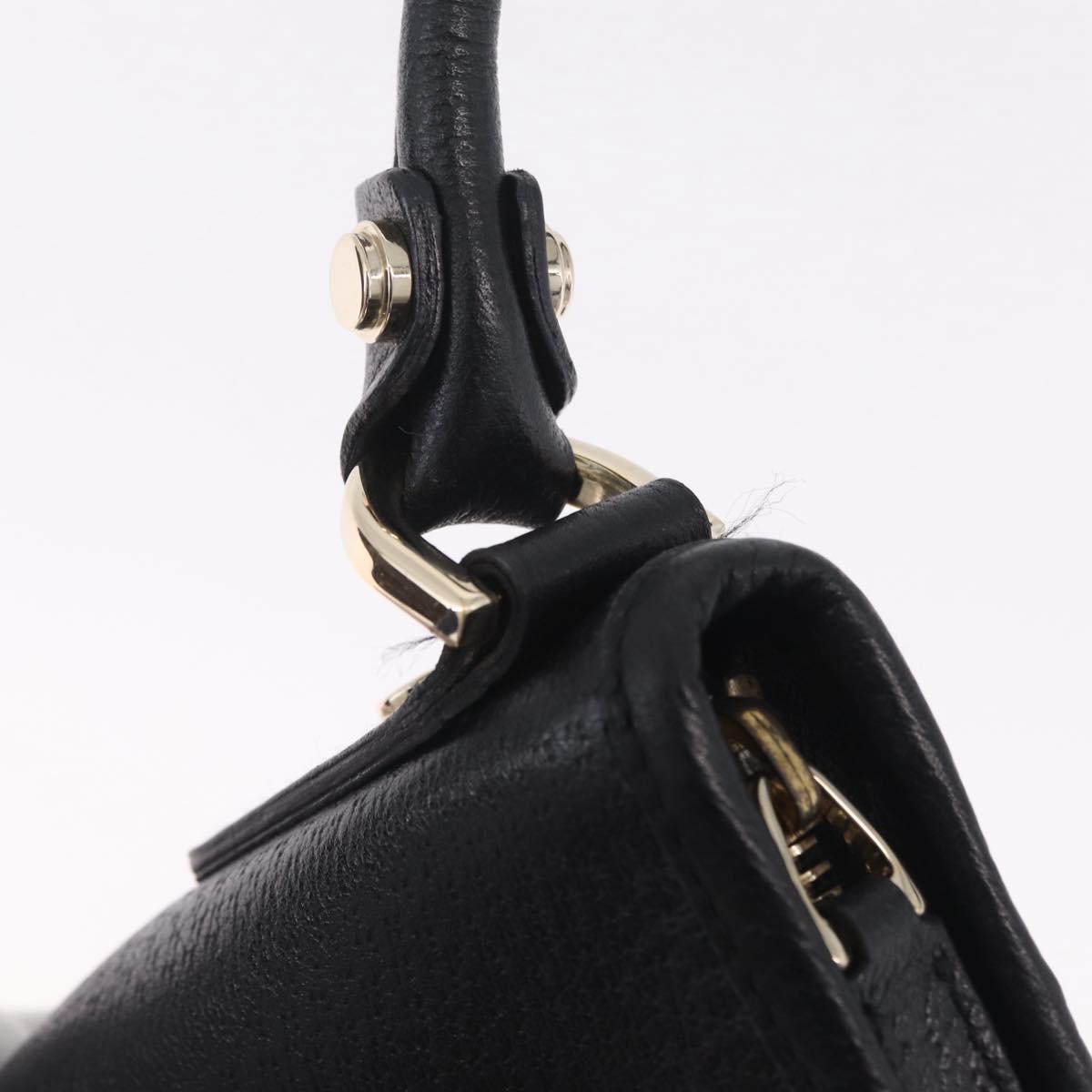 GUCCI Abbey Shoulder Bag Leather Black Gold Tone 130939 Auth am13107V