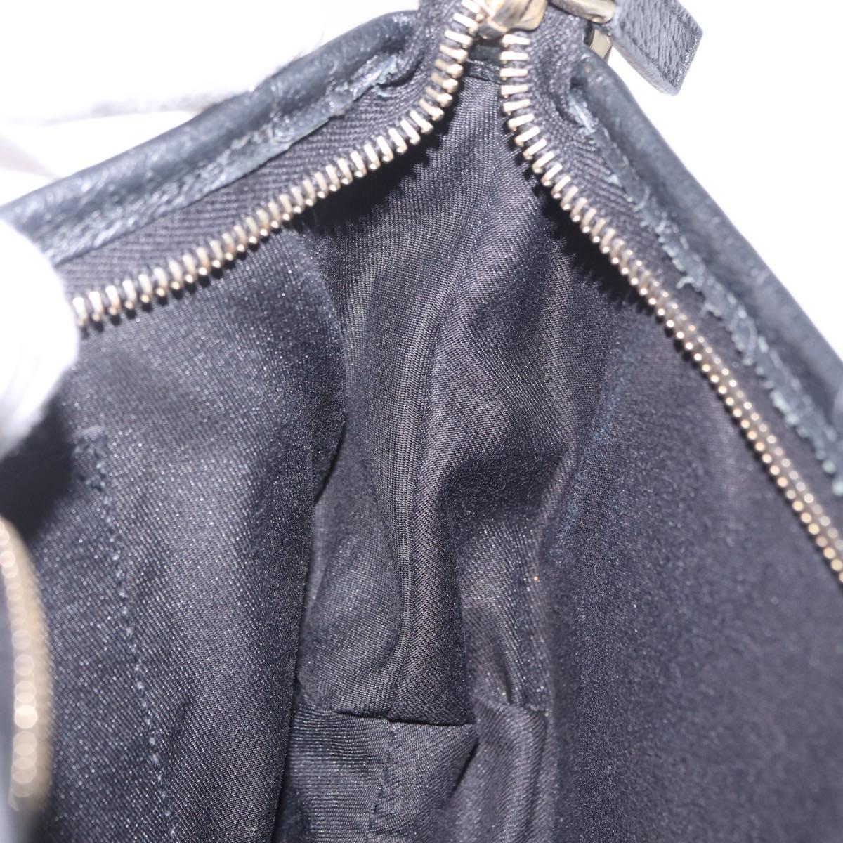 GUCCI Abbey Shoulder Bag Leather Black Gold Tone 130939 Auth am13107V