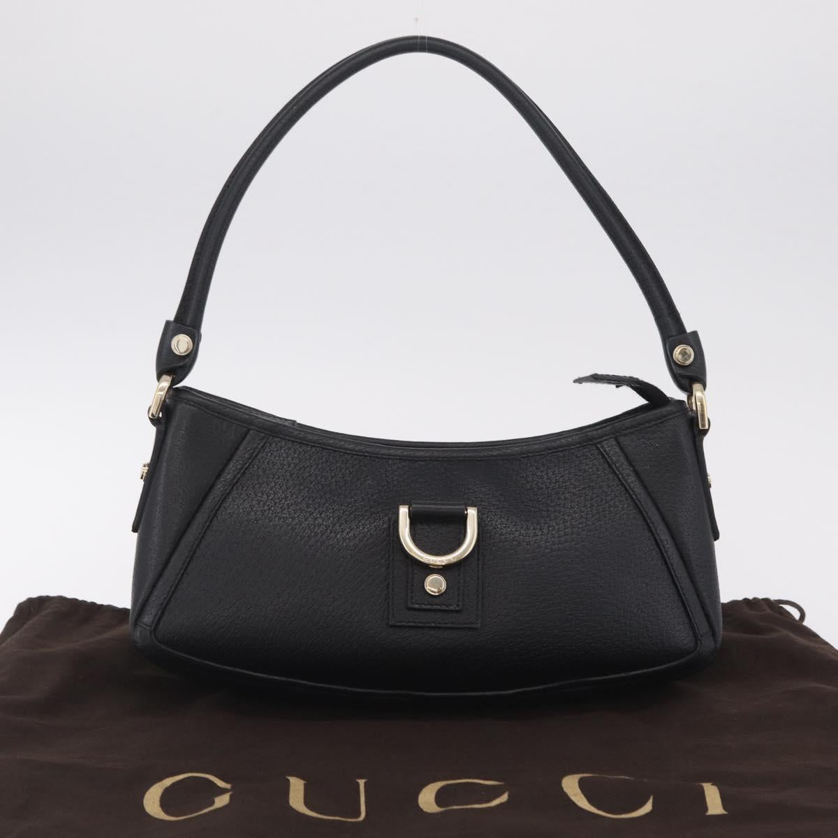 GUCCI Abbey Shoulder Bag Leather Black Gold Tone 130939 Auth am13107V