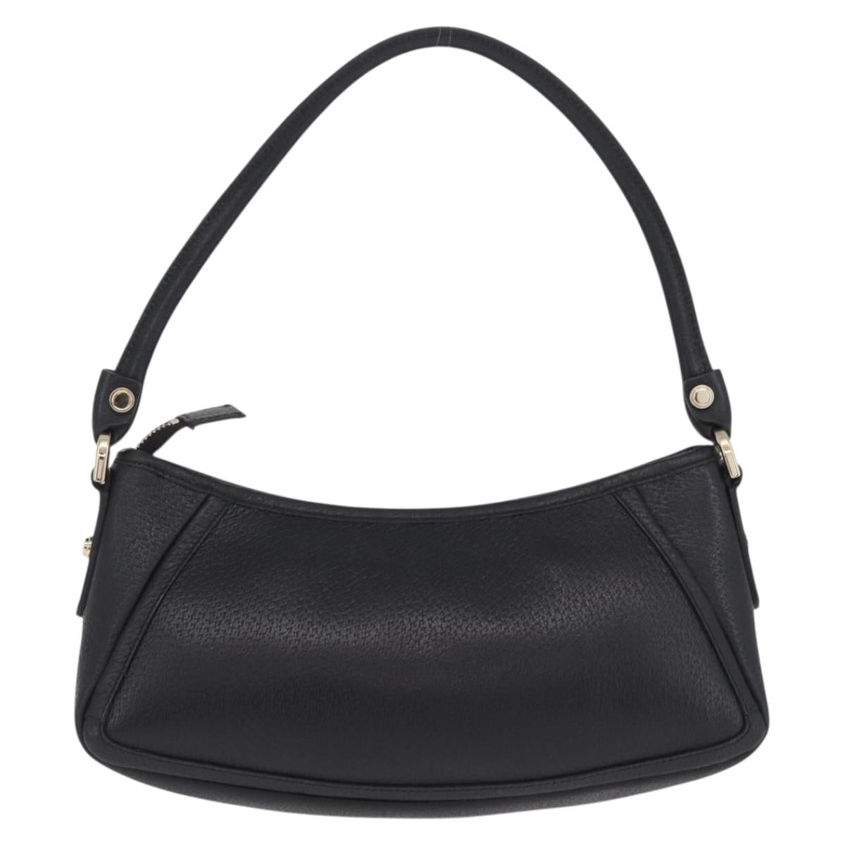 GUCCI Abbey Shoulder Bag Leather Black Gold Tone 130939 Auth am13107V