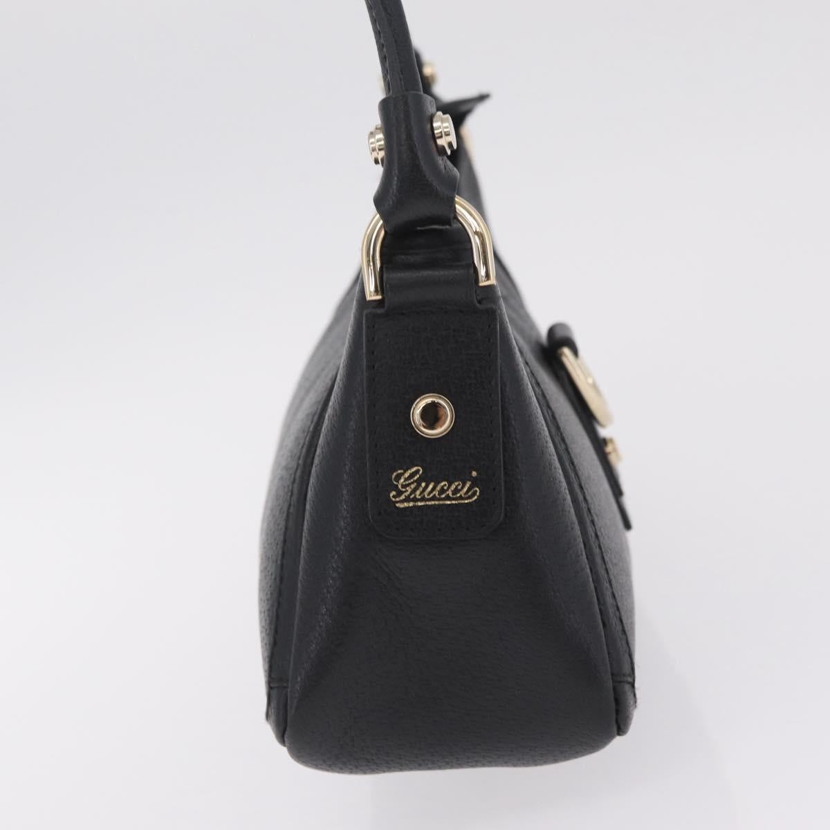 GUCCI Abbey Shoulder Bag Leather Black Gold Tone 130939 Auth am13107V