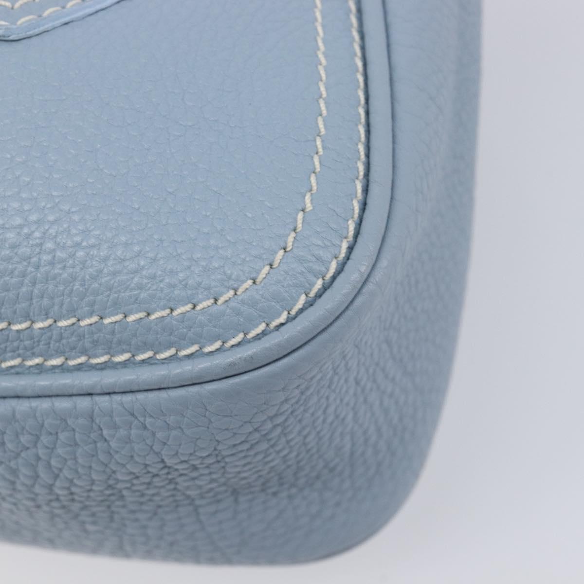 CELINE Hand Bag Leather Light Blue Gold Tone Auth am13108V