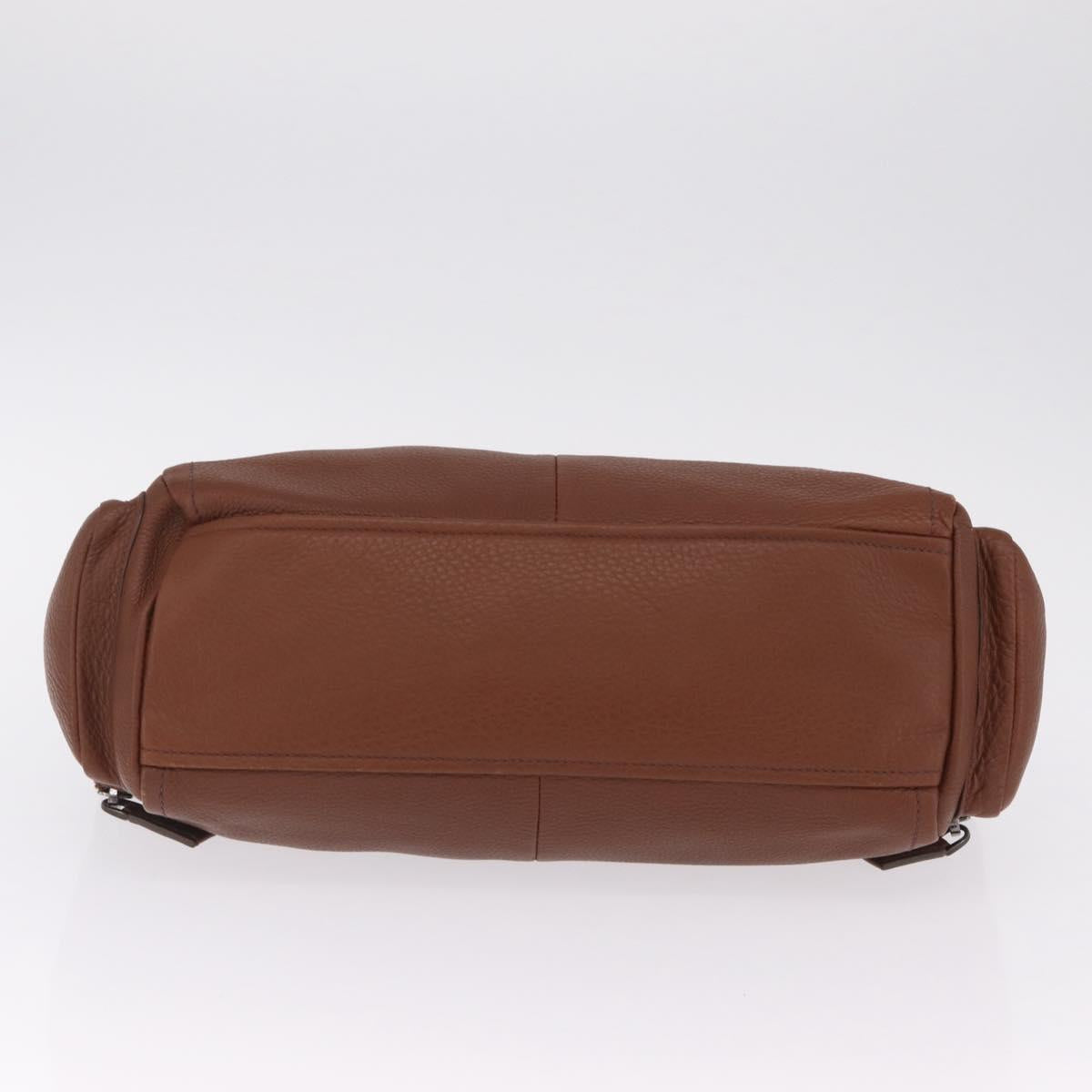 PRADA Hand Bag Leather Brown Silver Auth am13109SAV