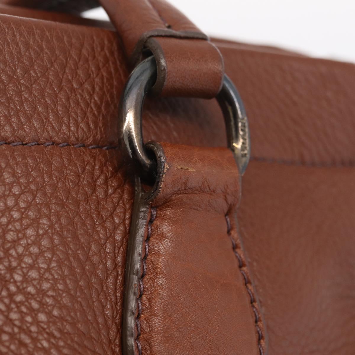 PRADA Hand Bag Leather Brown Silver Auth am13109SAV