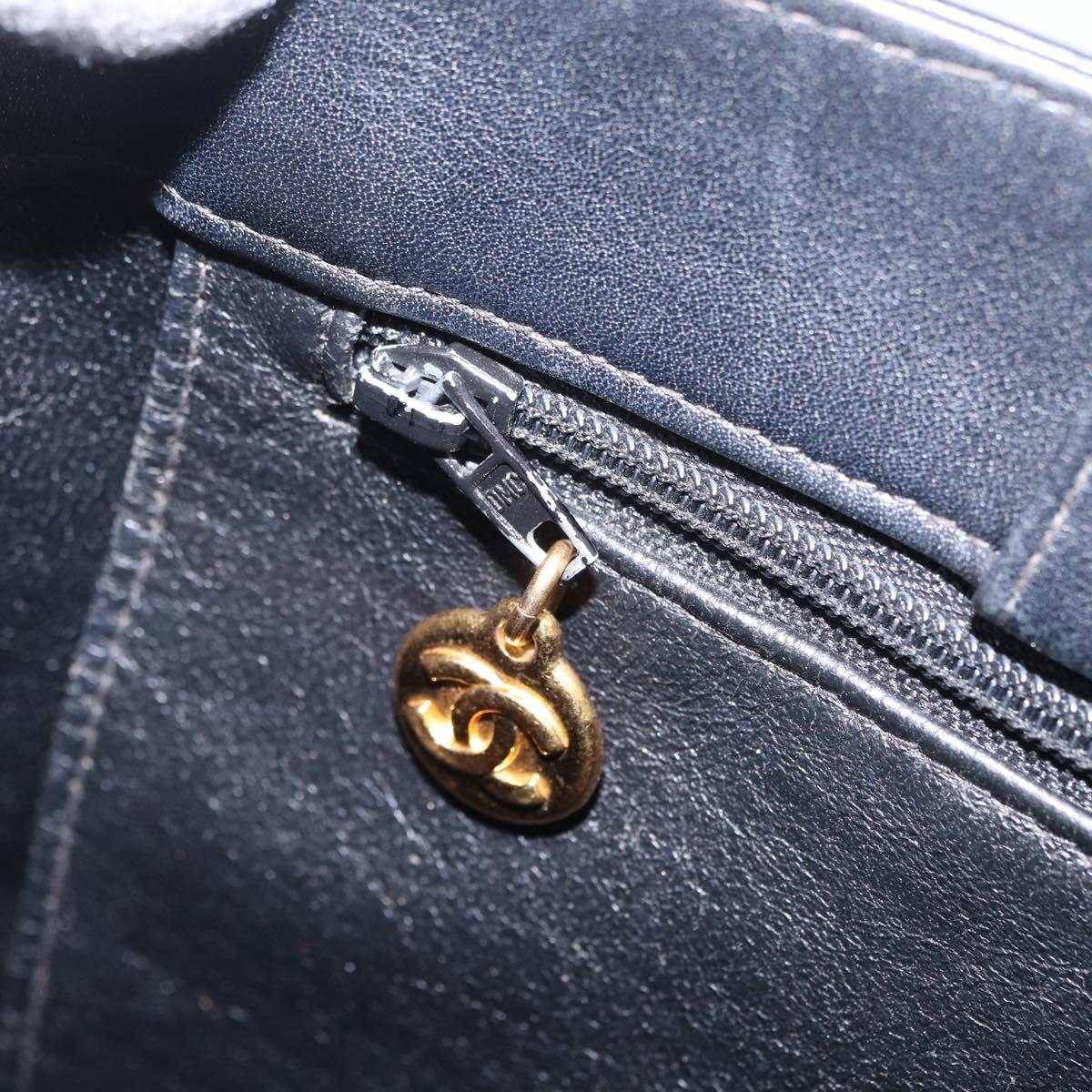 CHANEL COCO Mark Chain Tote Bag Lamb Skin Black Gold Tone CC Auth am13114V