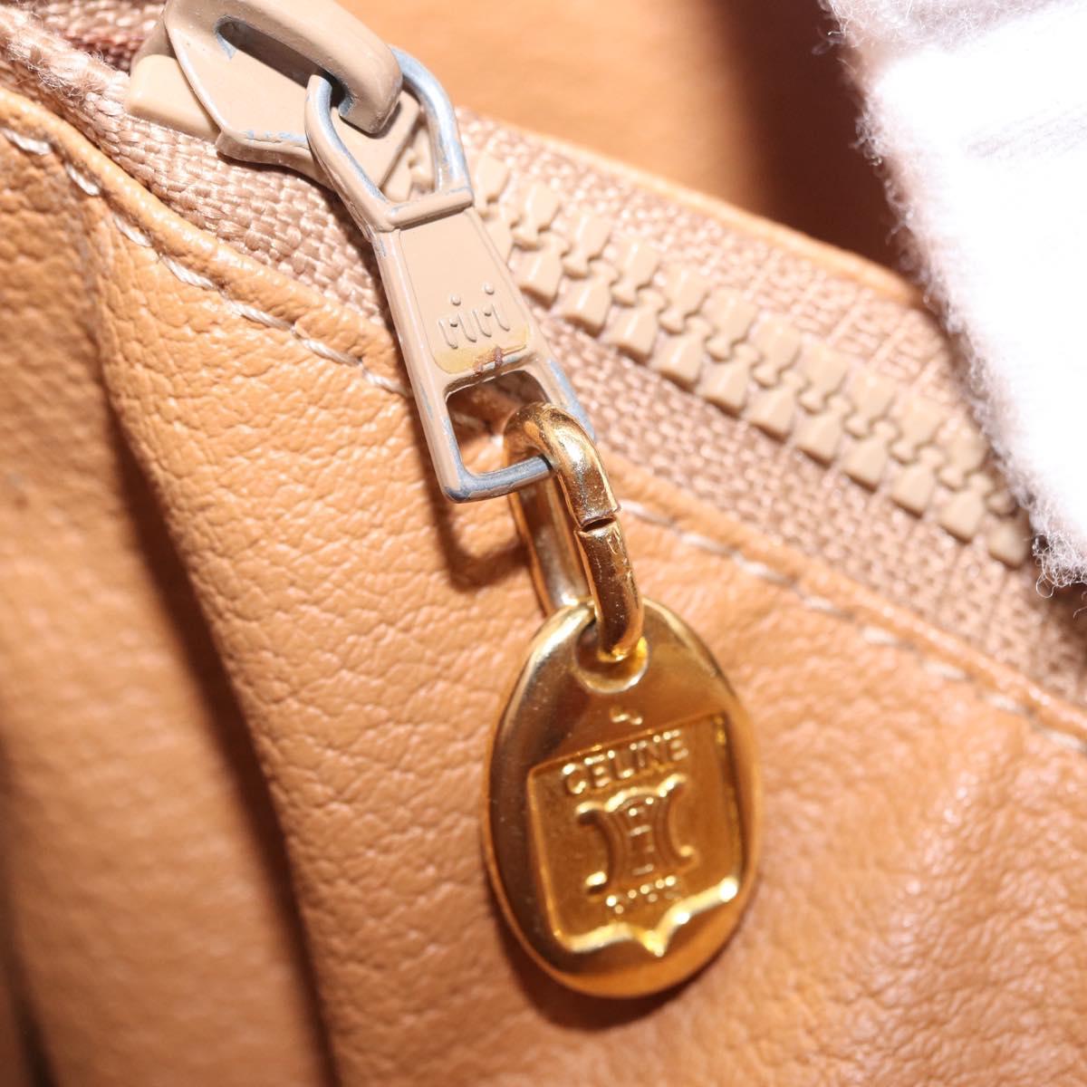 CELINE Macadam Tote Bag PVC Beige Gold Tone Auth am13124V