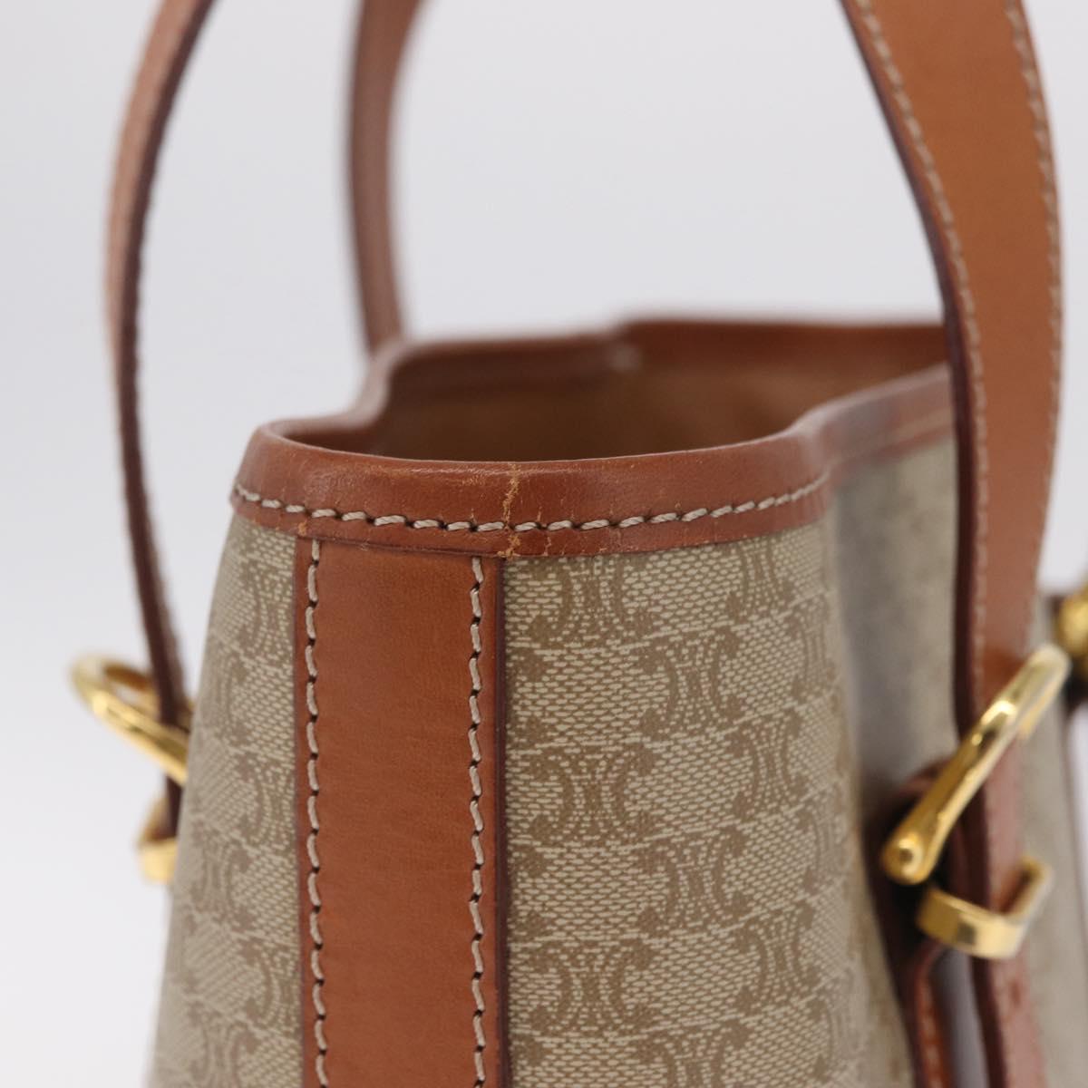 CELINE Macadam Tote Bag PVC Beige Gold Tone Auth am13124V