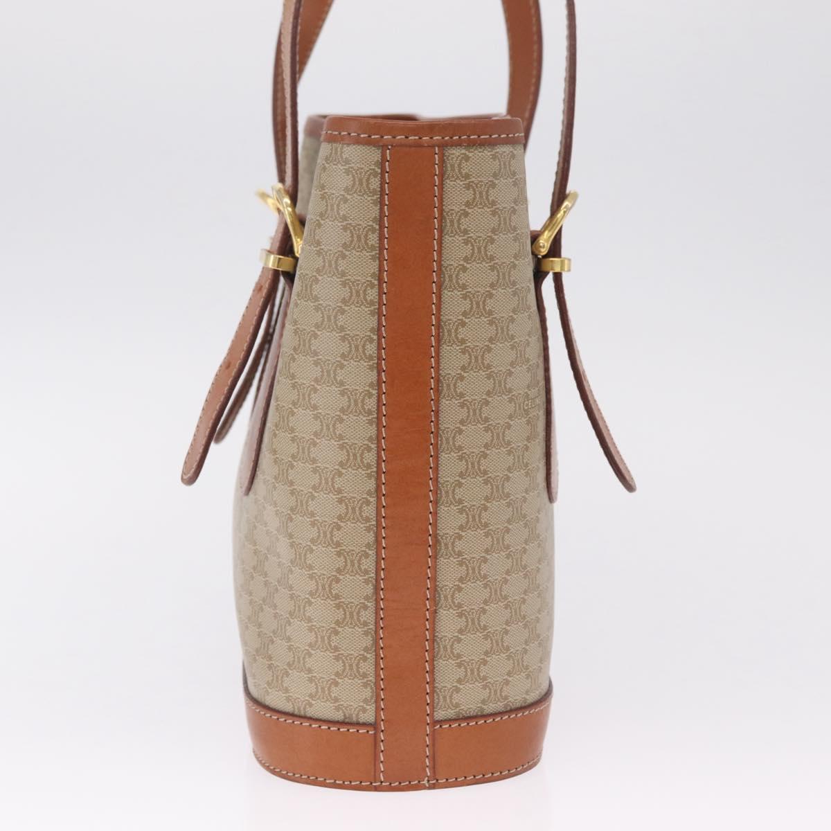 CELINE Macadam Tote Bag PVC Beige Gold Tone Auth am13124V