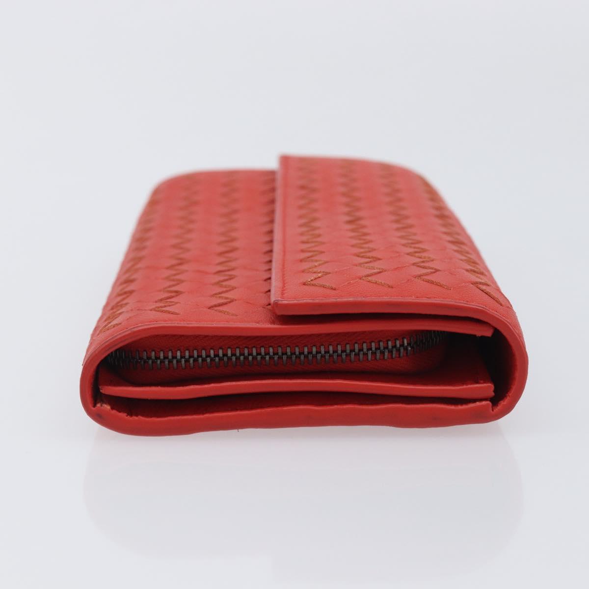 Bottega Veneta INTRECCIATO Long Wallet Leather Orange Auth am13125V