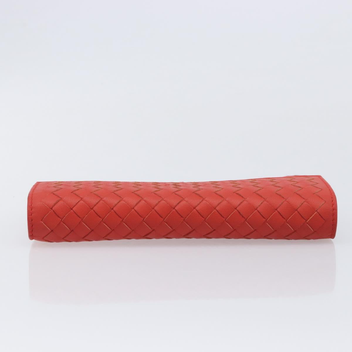 Bottega Veneta INTRECCIATO Long Wallet Leather Orange Auth am13125V
