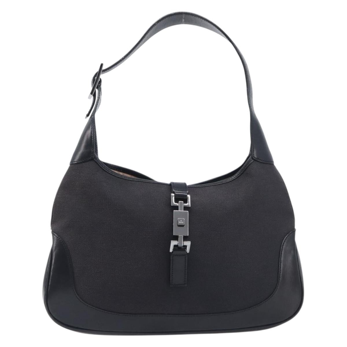 GUCCI Jackie Shoulder Bag Canvas Black Silver 001 3306 Auth am13126V