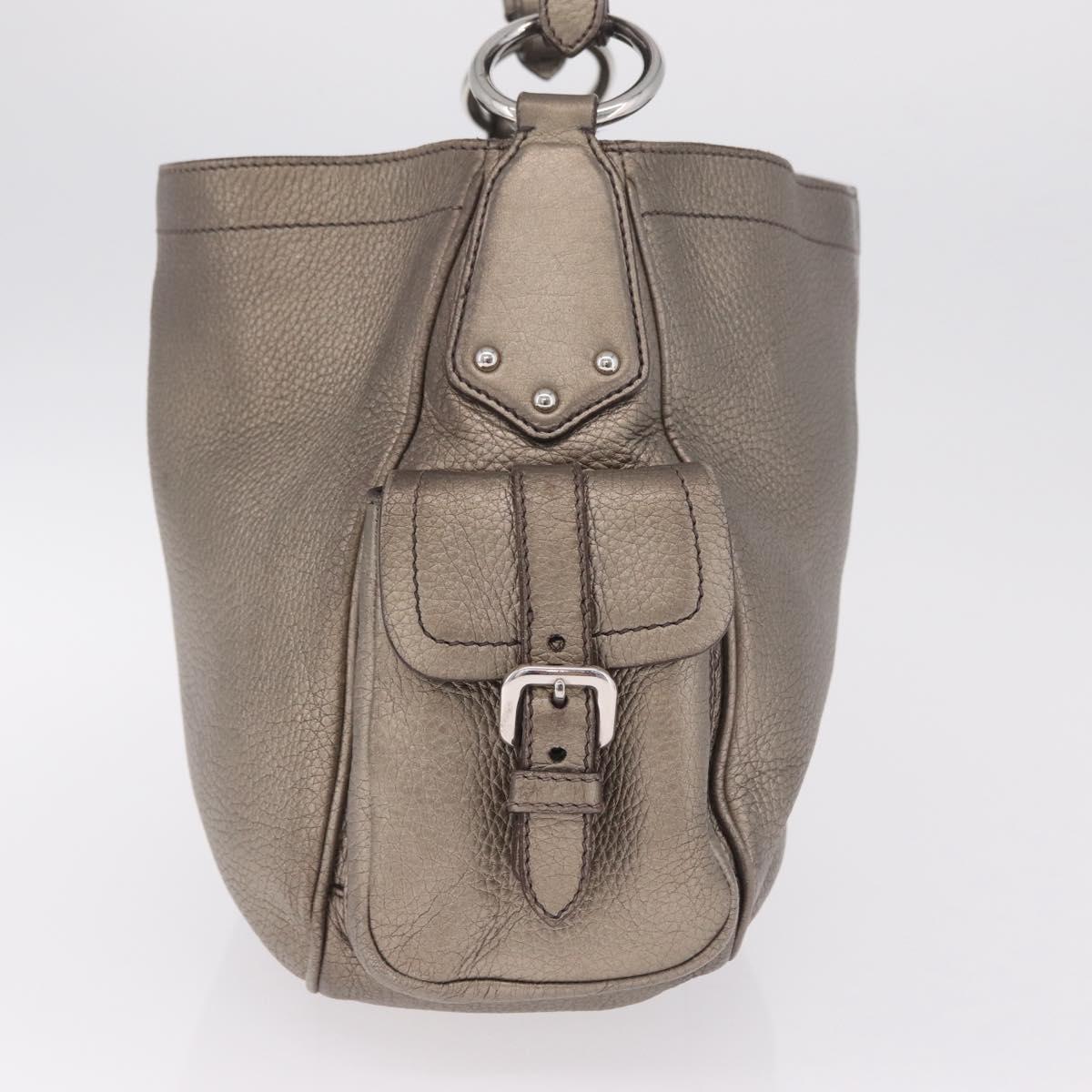 PRADA Shoulder Bag Leather Gold Silver Auth am13129V