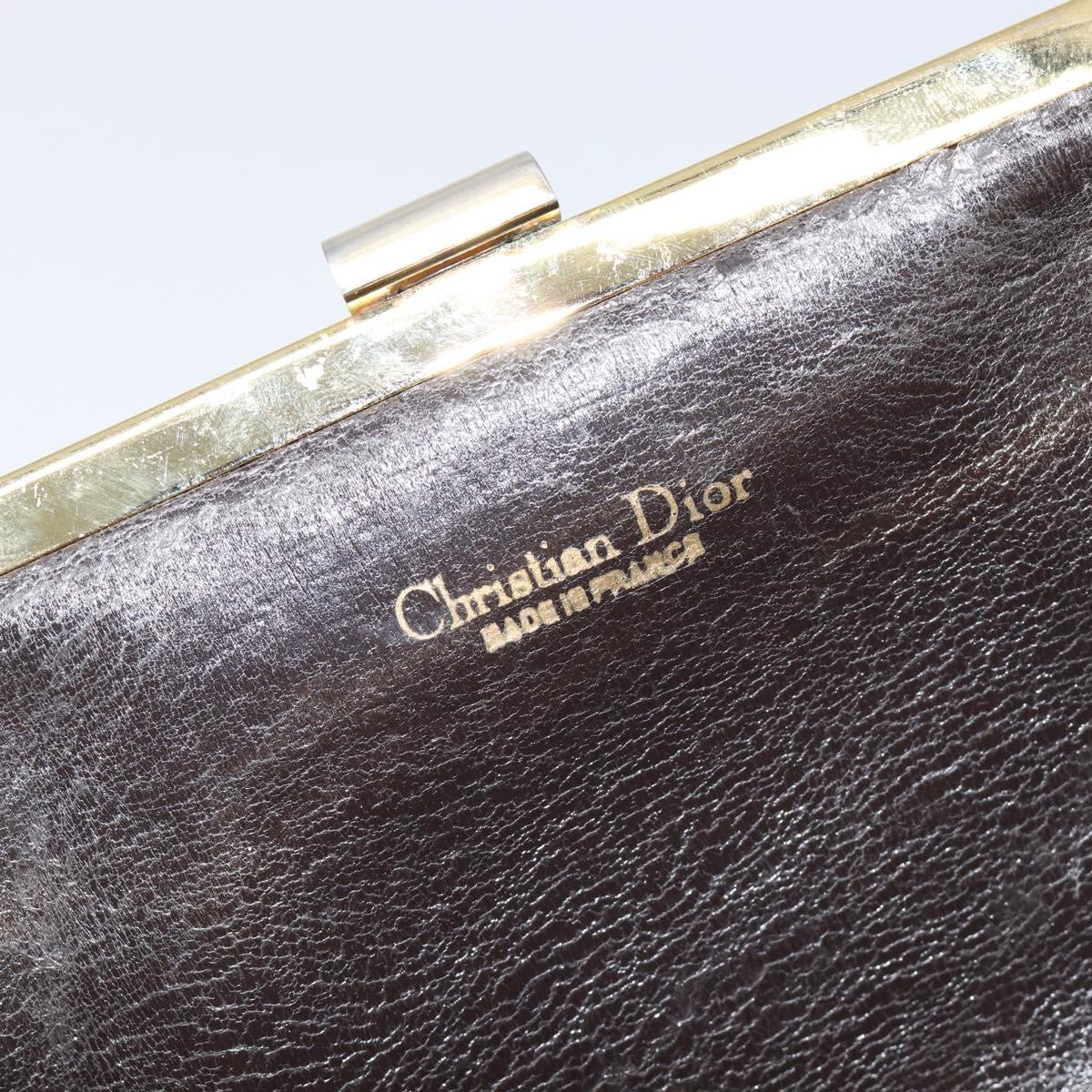 Christian Dior Trotter Canvas Clutch Bag Brown Gold Auth am13145