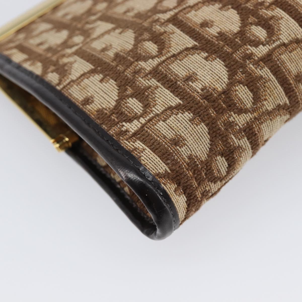 Christian Dior Trotter Canvas Clutch Bag Brown Gold Auth am13145