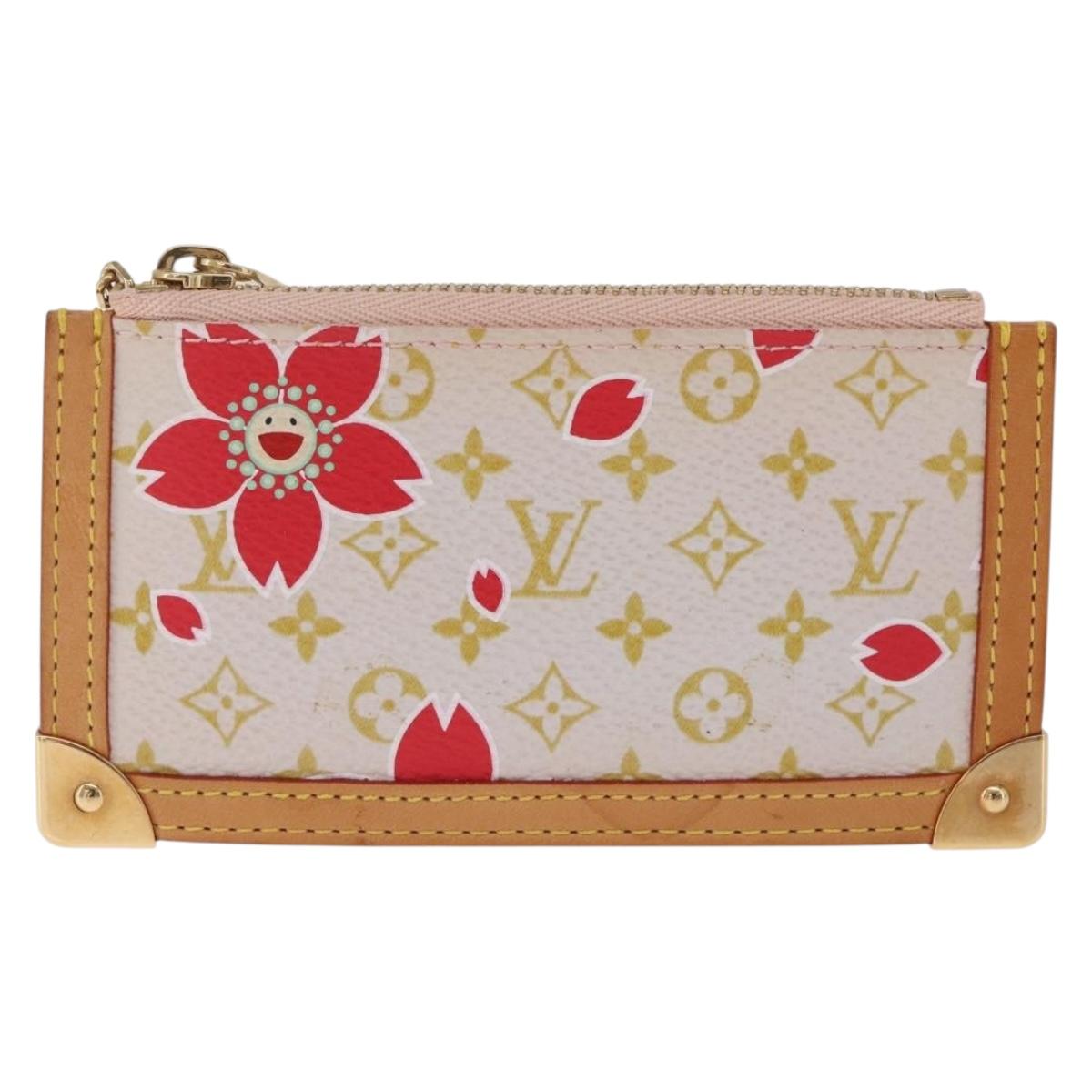 LOUIS VUITTON Monogram Cherry Blossom Pochette Cree Purse Red LV Auth am13239M