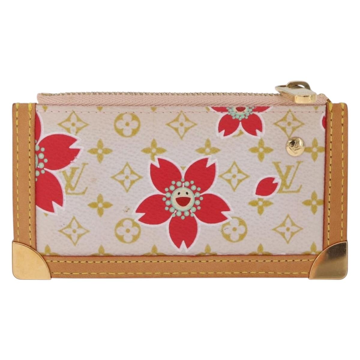 LOUIS VUITTON Monogram Cherry Blossom Pochette Cree Purse Red LV Auth am13239M